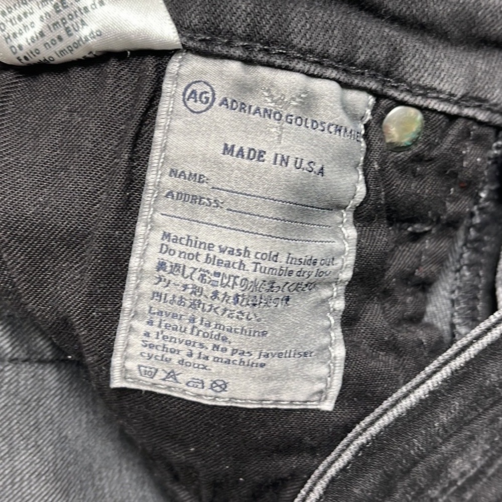 S) AG Adriano Goldschmied Super Stretch Split side Slim Ankle Skinny Jeans Black - Picture 7 of 12